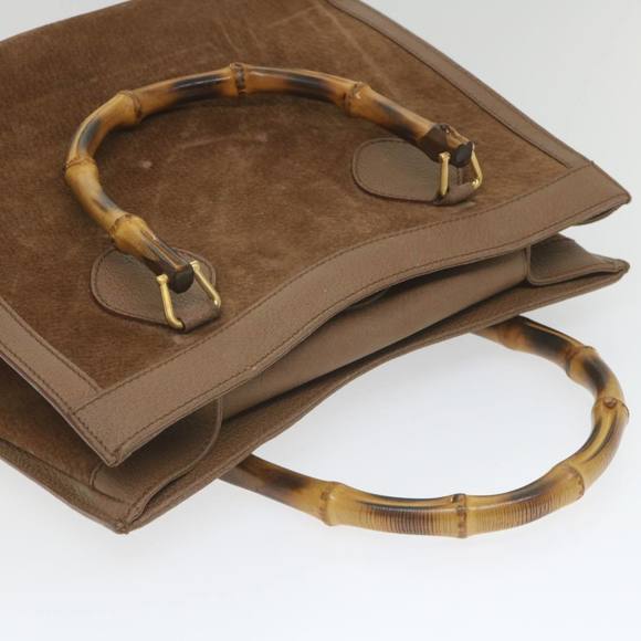 GUCCI Bamboo Hand Bag Suede Brown 082 2853 0260 0 Auth bs9787 - Picture 6 of 16